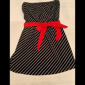 Express Striped Strapless Dress